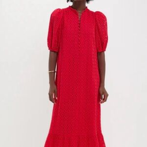 Tuckernuck Hyacinth House Red Eyelet Tryall Midi Dress